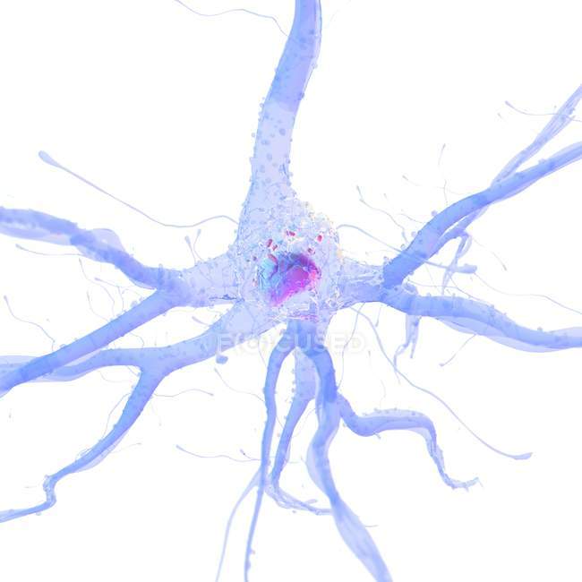 3d hecho abstracto ilustración de la célula nerviosa azul . - foto de stock