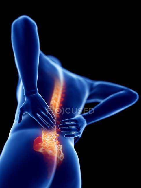 3d rendered illustration of blue silhouette of man with backache. — Stock Photo