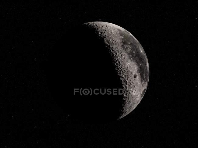 Digital illustration of Moon in shadow on black background. — Stock Photo