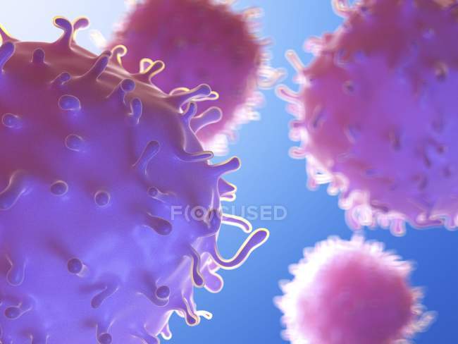 Ilustración de células madre rosadas sobre fondo azul
. - foto de stock