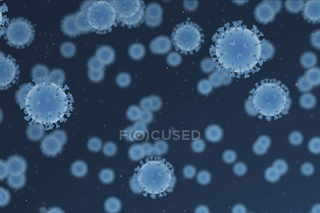 Grupo de partículas de virus, ilustración digital . - foto de stock