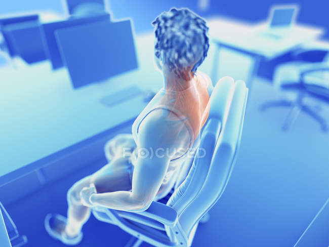 Illustration of male office worker painful muscles. — Stock Photo