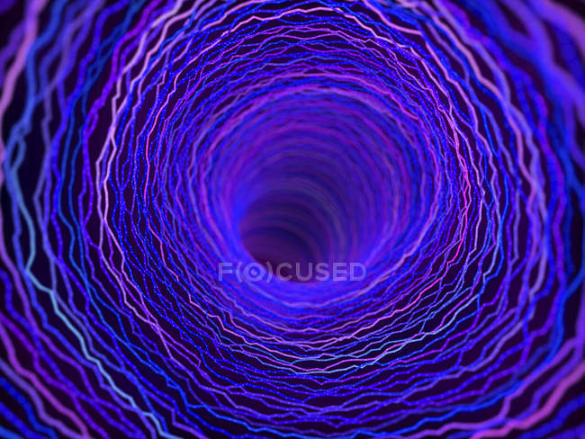 Ilustração da urdidura abstrata tecnológica roxa do túnel do plexo . — Fotografia de Stock