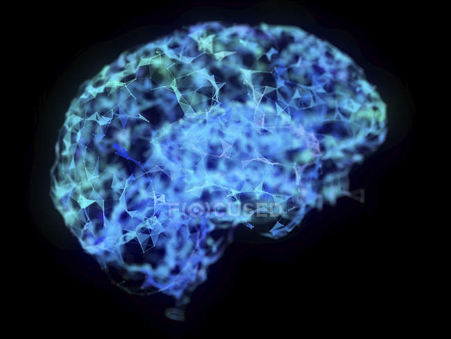 Ilustração do cérebro do plexo abstrato sobre fundo preto . — Fotografia de Stock