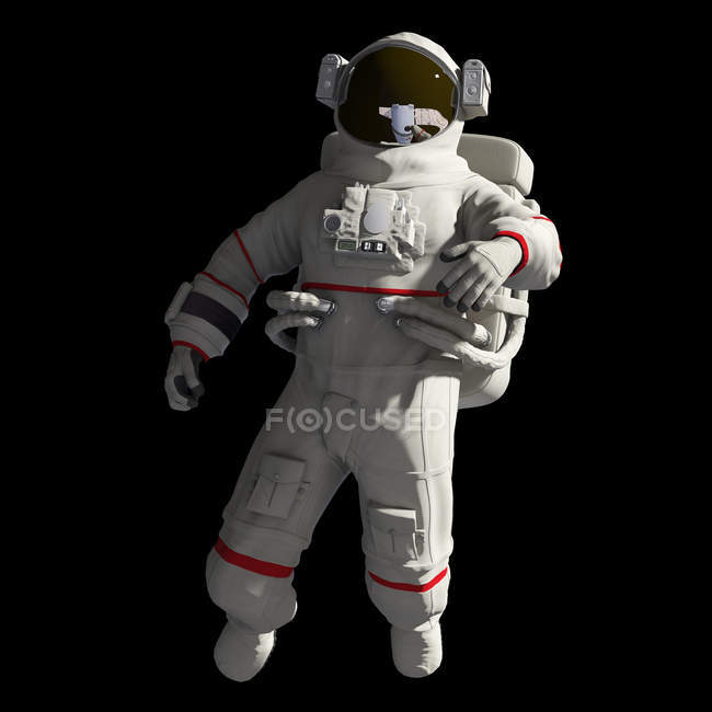 Ilustração de astronauta em trajes espaciais brancos no espaço . — Fotografia de Stock