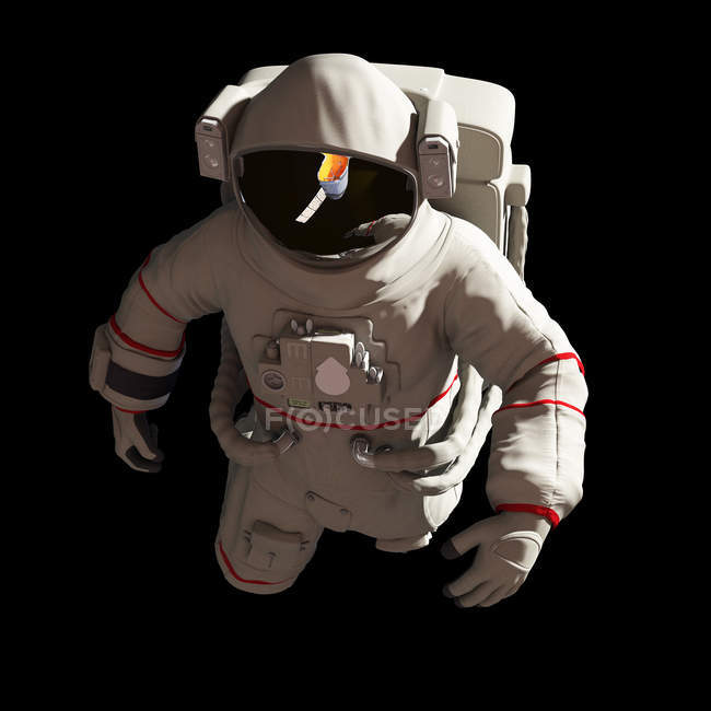 Illustrazione di astronauta in tuta spaziale bianca nello spazio . — Foto stock