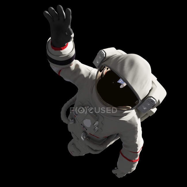 Ilustração de astronauta em trajes espaciais brancos no espaço . — Fotografia de Stock