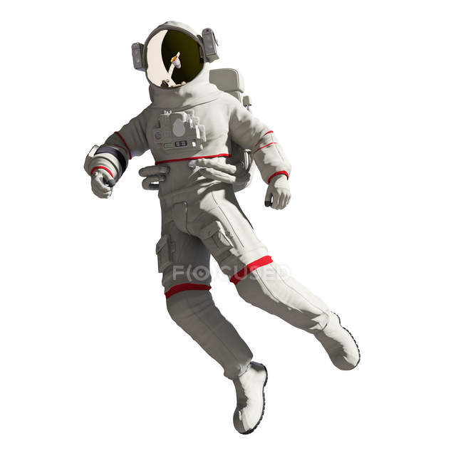 Ilustración del astronauta en traje espacial sobre fondo blanco . - foto de stock