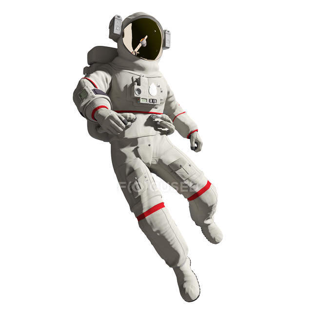 Ilustração de astronauta em traje espacial isolado sobre fundo branco . — Fotografia de Stock