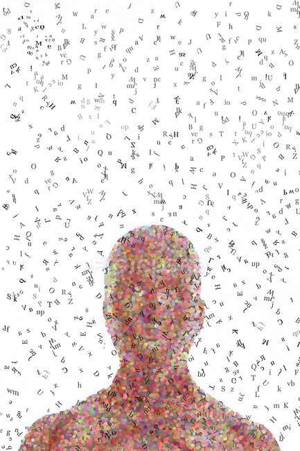 Кольорові людської голови з букви англійського алфавіту, цифрова ілюстрація. — стокове фото