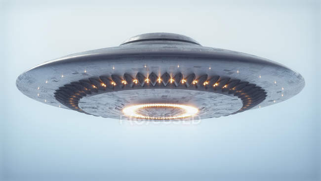 Unidentified flying object in sky, illustration. — Stock Photo