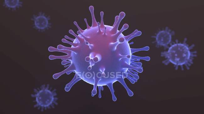 Digital illustration of virus particles on black background. — Stock Photo