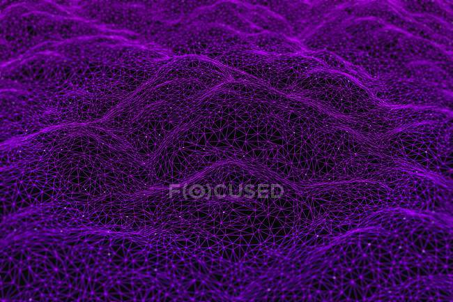 Ilustración digital conceptual de color de red con puntos y líneas púrpuras . - foto de stock