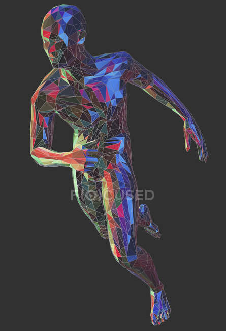 3d ілюстрація бігу кольорової скульптури у формі людини . — стокове фото