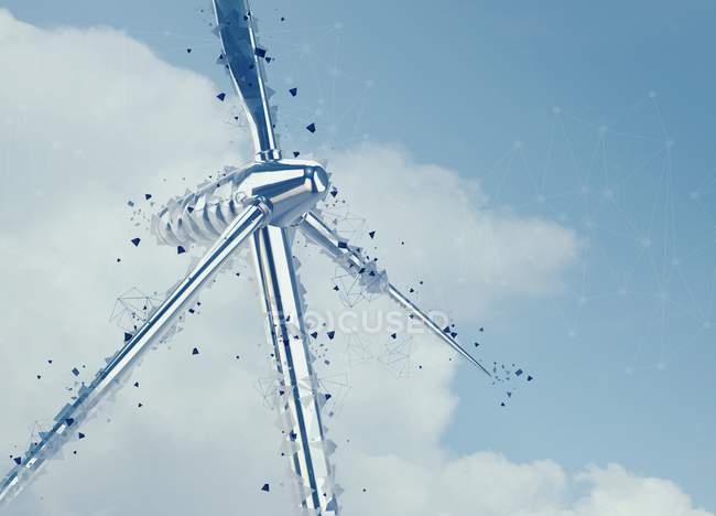 Ветряная турбина в голубом небе, цифровая иллюстрация
. — стоковое фото