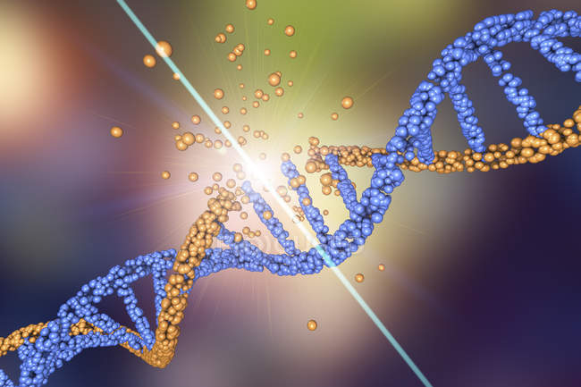 Danni colorati alle molecole di DNA, disordine genetico illustrazione concettuale . — Foto stock
