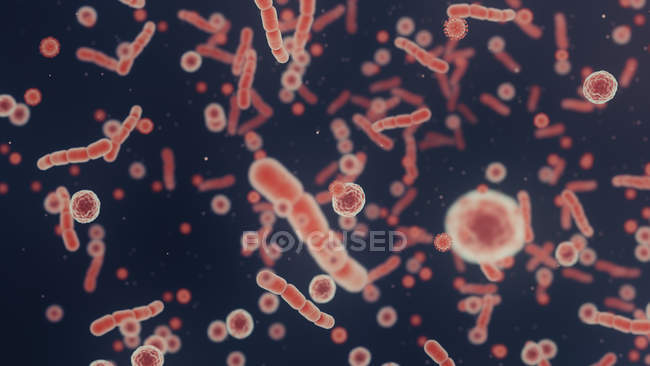 Бактерії, віруси та клітини, абстрактні цифрові ілюстрації . — стокове фото
