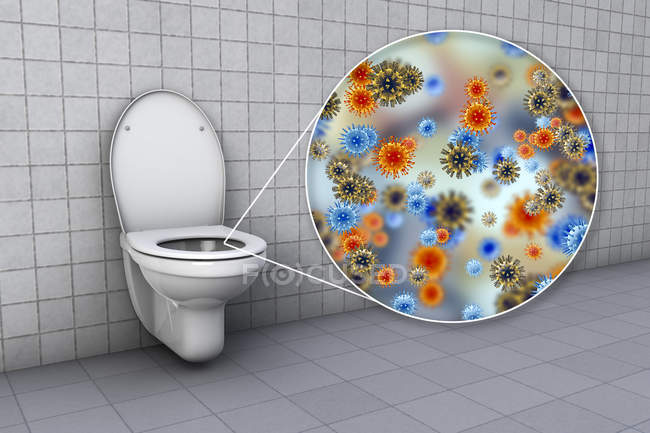 Microbes de siège de toilette, illustration numérique conceptuelle . — Photo de stock