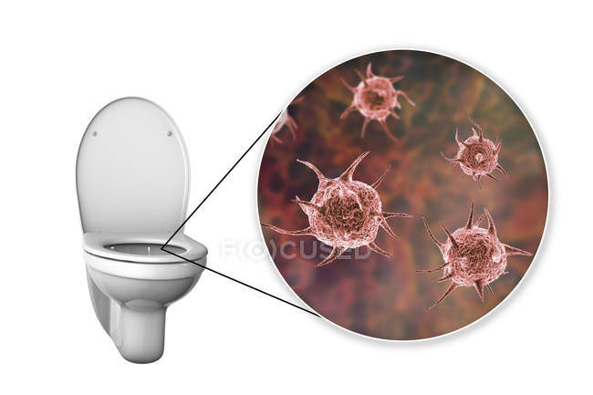 Assento sanitário micróbios, ilustração digital conceitual . — Fotografia de Stock