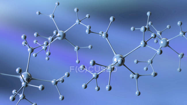 Illustrazione 3d di sfere riflettenti collegate su sfondo blu . — Foto stock