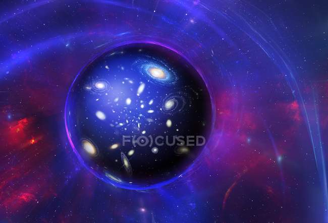 Conceptual illustration of wormhole theoretical tunnel through spacetime. — Stock Photo