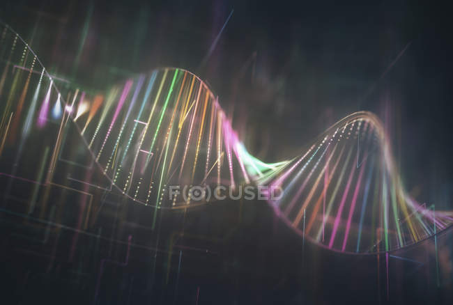 Різнокольорова молекула ДНК, цифрова ілюстрація . — стокове фото
