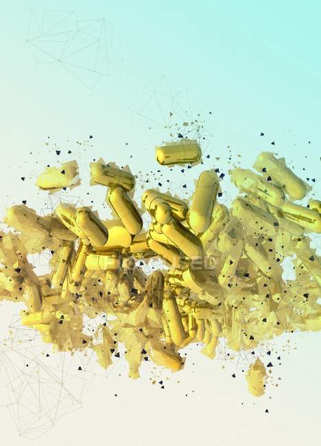 Жовті капсули, абстрактна цифрова ілюстрація . — стокове фото