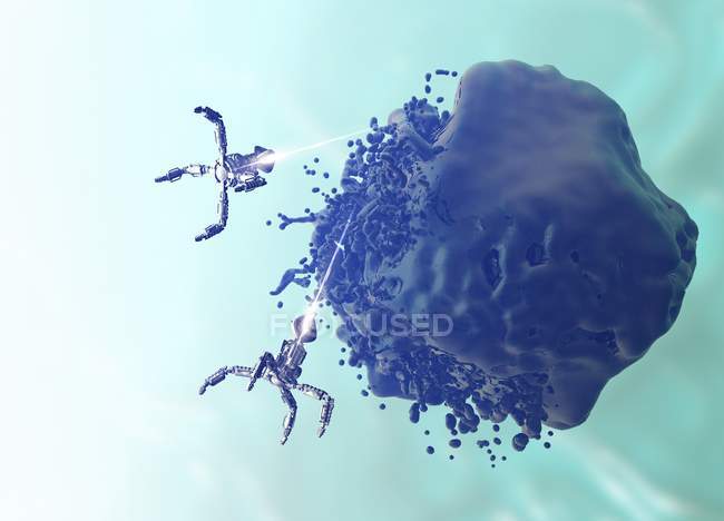 Nanobots attaquant le virus, illustration numérique conceptuelle . — Photo de stock