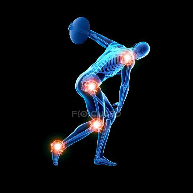 Discus thrower joints, digital illustration. — Stock Photo