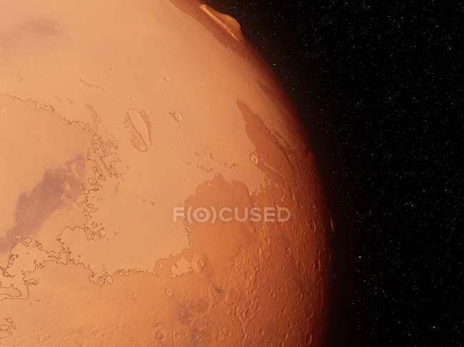 Поверхность красной планеты Марс, компьютерная иллюстрация
. — стоковое фото