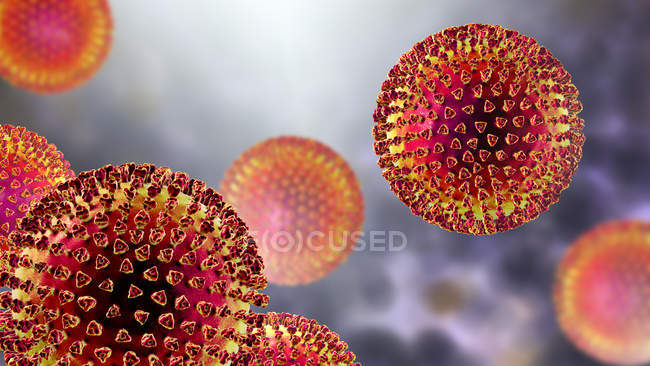 Grupo abstrato de partículas de vírus, ilustração computacional . — Fotografia de Stock