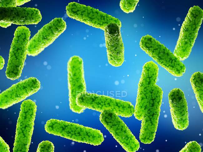 Абстрактні зелені бактерії, комп'ютерна ілюстрація. — стокове фото