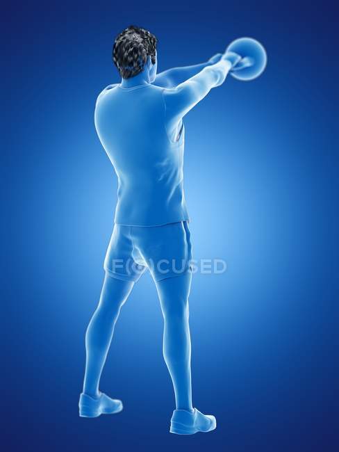 Человек делает гиревые упражнения, концептуальная цифровая иллюстрация . — стоковое фото