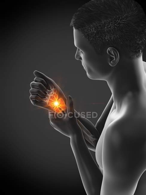 Corpo humano abstrato com dor de pulso, ilustração conceitual . — Fotografia de Stock