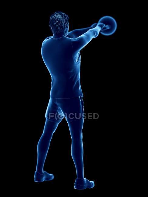 Homme faisant kettlebell séance d'entraînement, illustration numérique conceptuelle . — Photo de stock