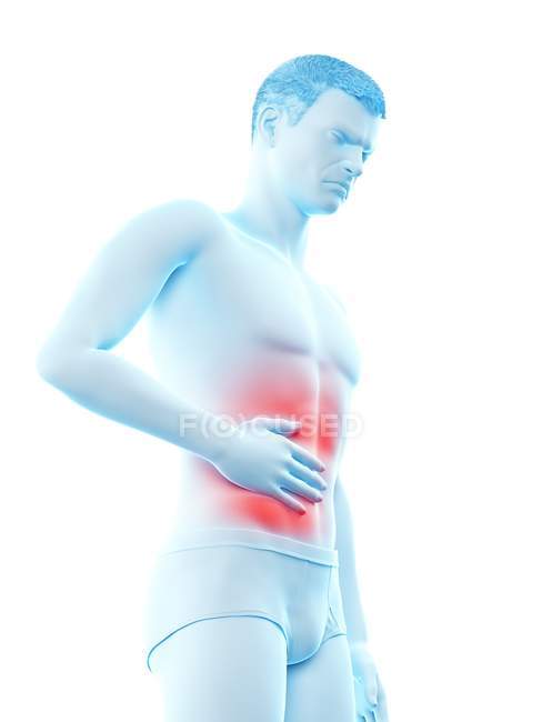 Corpo masculino abstrato com dor abdominal, ilustração digital conceitual
. — Fotografia de Stock