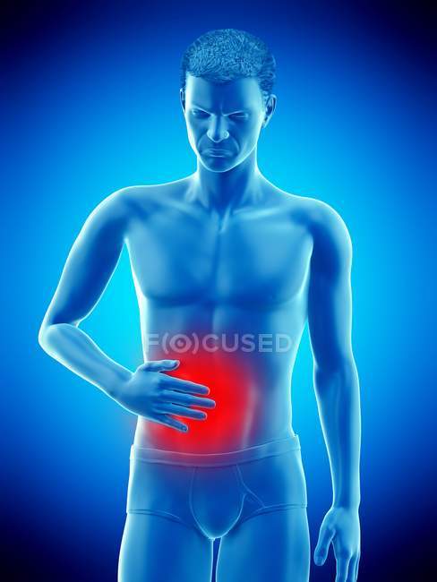 Cuerpo masculino abstracto con dolor abdominal, ilustración digital conceptual
. - foto de stock