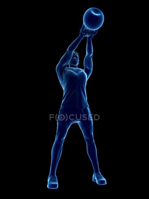 Mann beim Kettlebell-Workout, konzeptionelle digitale Illustration. — Stockfoto