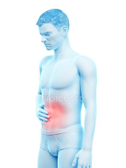 Abstrakter männlicher Körper mit Bauchschmerzen, konzeptionelle digitale Illustration. — Stockfoto