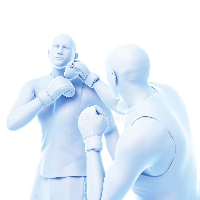 3d ilustración digital de dos hombres abstractos boxeo sobre fondo blanco
. - foto de stock