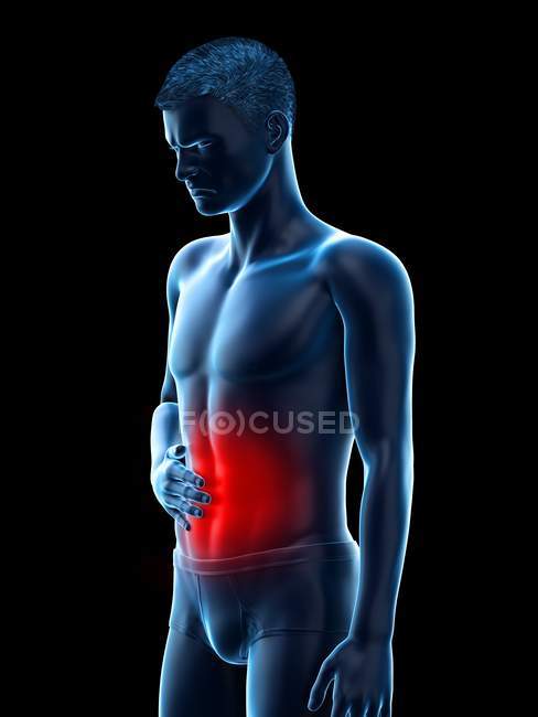 Абстрактное мужское тело с болью в животе, концептуальная цифровая иллюстрация . — стоковое фото