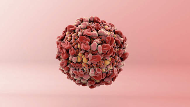 Célula cancerígena em fundo simples, ilustração digital . — Fotografia de Stock