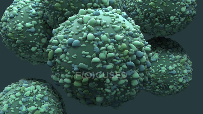 Krebszellen auf schlichtem Hintergrund, digitale Illustration. — Stockfoto