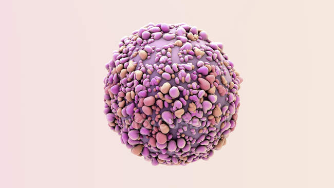 Célula cancerígena em fundo simples, ilustração digital . — Fotografia de Stock