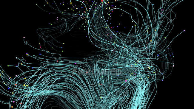 Network system on black background, conceptual digital illustration. — Stock Photo