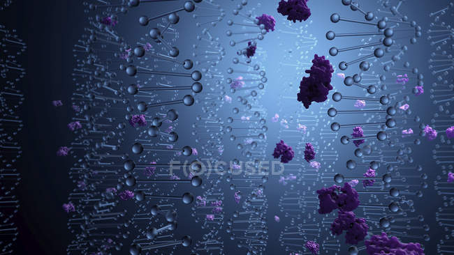 Moléculas de ADN abstractas, ilustración digital . - foto de stock
