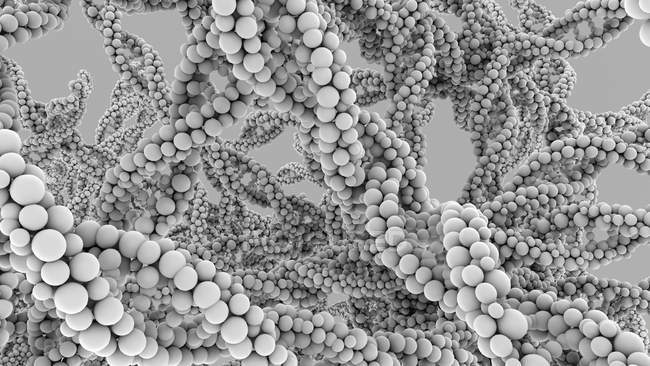 Moléculas de ADN blanco y negro abstractas, ilustración digital .. - foto de stock