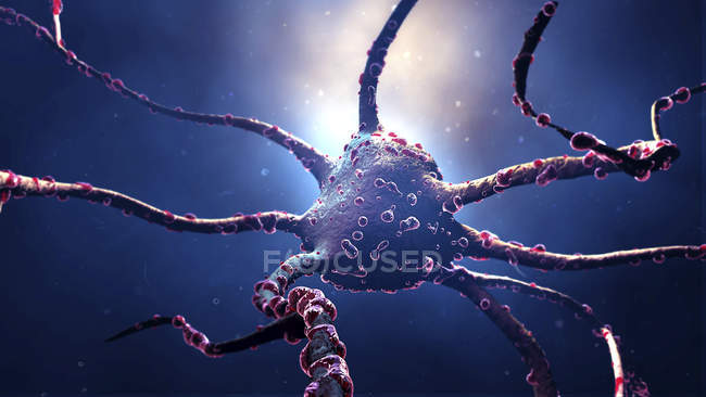 Нервова клітина в космосі, концептуальна цифрова ілюстрація . — стокове фото