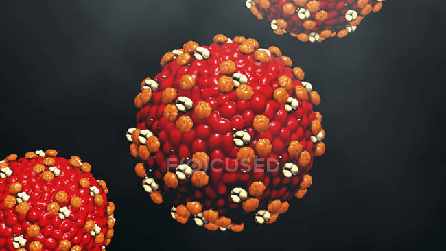 Masern-Viruspartikel, digitale Illustration. — Stockfoto