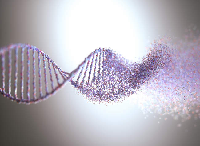Abstract digital illustration of DNA molecule with genetic damage. — Stock Photo
